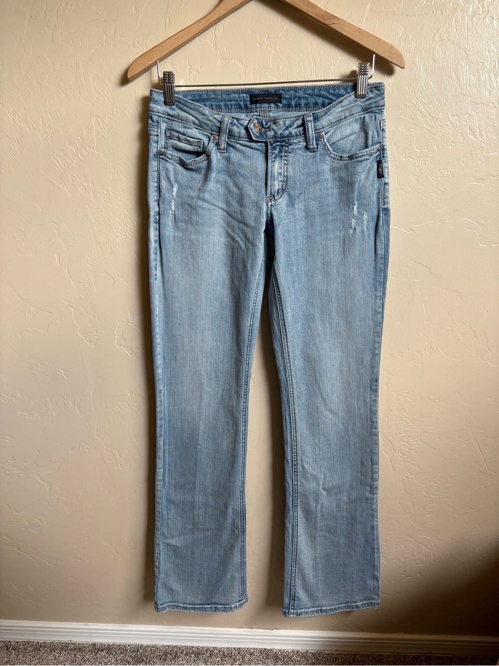 Y2K Low Rise Light Blue Silver Jeans Size 28 Tuesday Slim Boot Bootcut 2000s